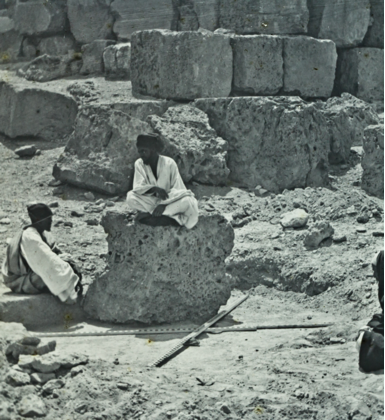 NegNr-18104 Measuring the great pyramid corner socket, Charles Piazzi-Smyth, 1865. 